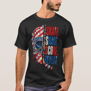Camiseta Patinagem Patriótica de Hóquei no Gelo Repete Pont