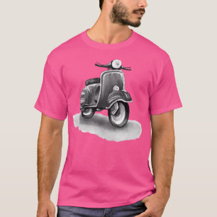 Camiseta Patinete da cidade italiana vermelha. Aquarela E G