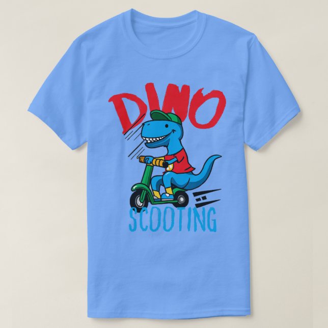 Camiseta Patinete de condução engraçado do Dino EScooter 1 (Frente do Design)