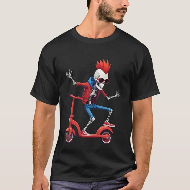 Camiseta Patinete de dublagem Patinetes de esqueleto crianç (Frente)