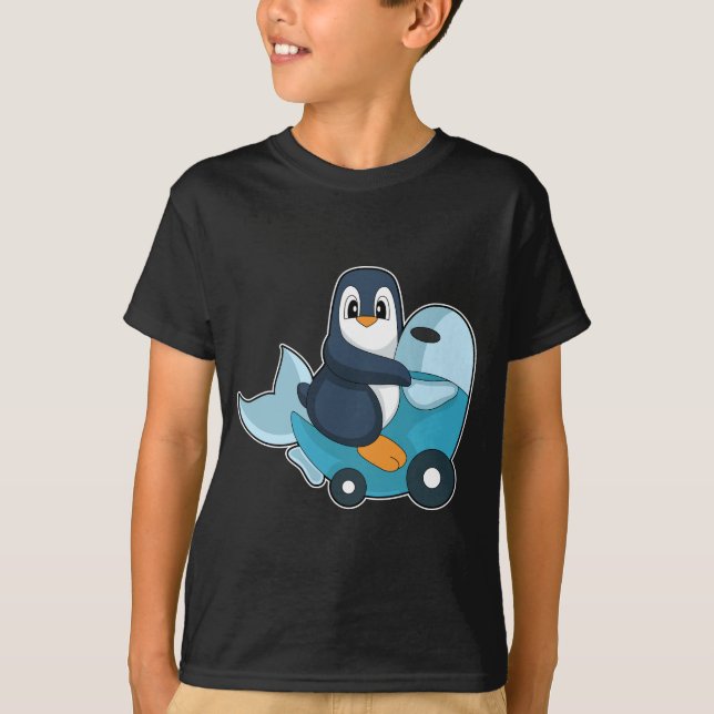 Camiseta Patinete de Peixes de Pinguim (Frente)