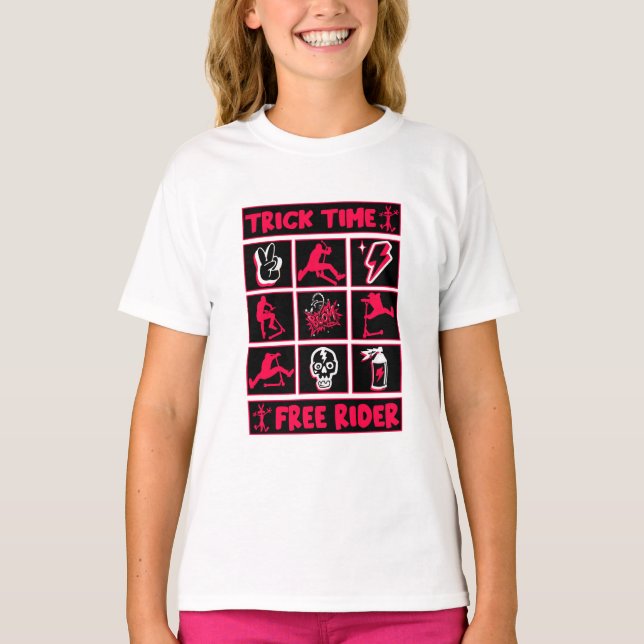 Camiseta Patinete de truques de estilo livre (Frente)