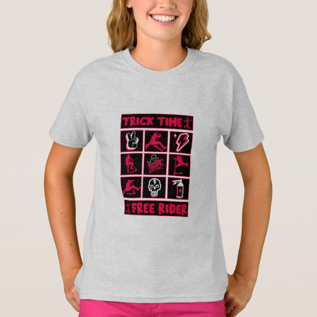 Camiseta Patinete de truques de estilo livre (Frente)