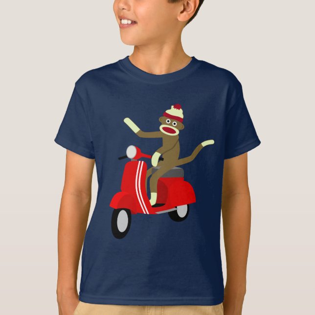 Camiseta Patinete do Vespa do macaco da peúga (Frente)