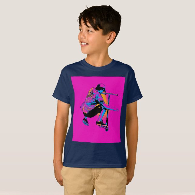 Camiseta Patinete Voador Pro - Garoto Patinete Stunt (Frente Completa)