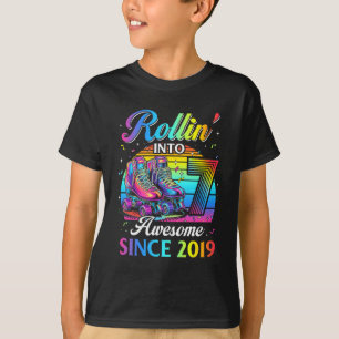 Camiseta Patins de Aniversário 7ª Menina Rolando No Ska 7