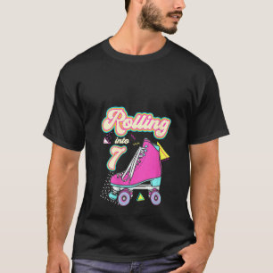 Camiseta Patins de Rodas para Meninas de 7 Anos 7º Aniversá