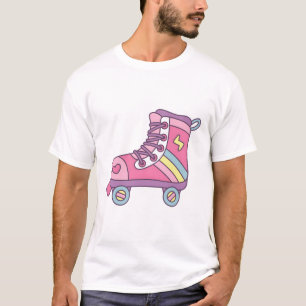 Camiseta Patins de Rodas Rosa e Roxo Doodle