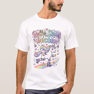 Camiseta Patins de Rolo Unicórnio Adesivo Divertido de Unic