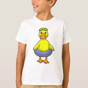 Camiseta Pato a Nadar com anel de Natação