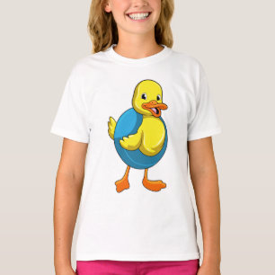 Camiseta Pato a Nadar com anel de Natação