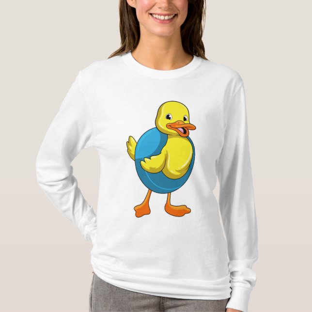 Camiseta Pato a Nadar com anel de Natação (Frente)