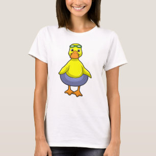 Camiseta Pato a Nadar com anel de Natação