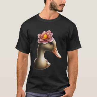 Camiseta Pato Adorável Com Uma Flor Pato Flor Linda