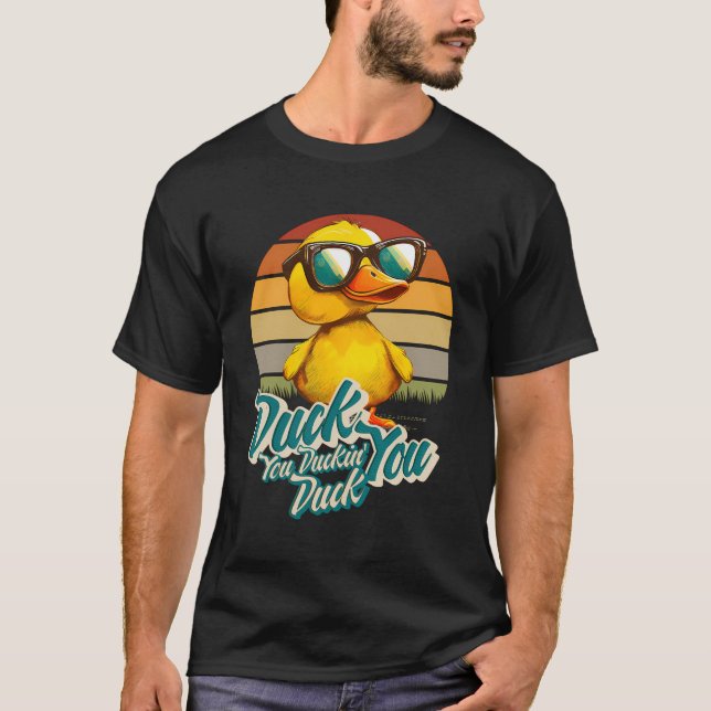 Camiseta Pato Amarelo-Bonito Pato-de-Borracha Engraçado Pé- (Frente)