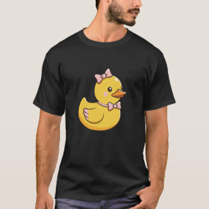 Camiseta Pato Amarelo Fofo com Laços Feminino Kawaii Animai