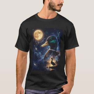 Camiseta Pato Arte Celestial Lua Galáxia Mallard Natureza L