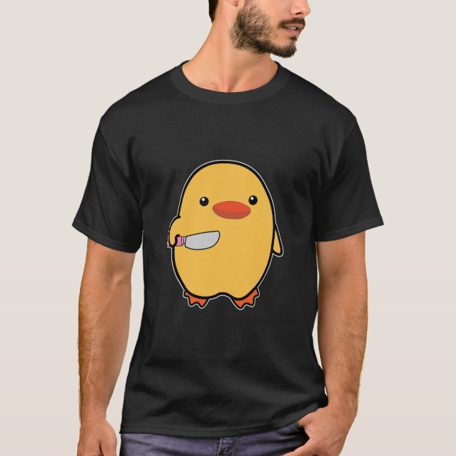 Camiseta Pato Bonito Com Faca Engraçado Presente De Pato En (Frente)
