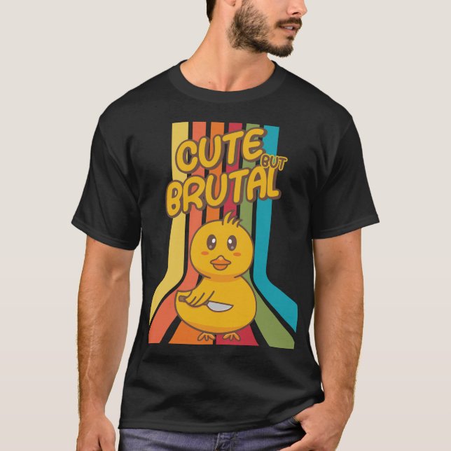 Camiseta Pato bonito, mas brutal, com faca (Frente)