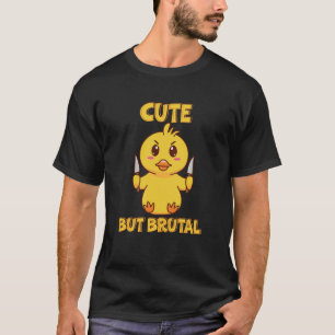 Camiseta Pato bonito, mas brutal, com faca