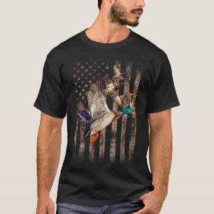 Camiseta Pato Caçador Americano Bandeira Caça às Aves Aquát
