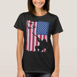 Camiseta Pato caçando arma de bandeira dos Estados Unidos P