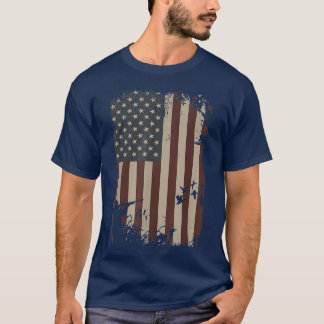 Camiseta Pato Caçando Bandeira Americana Vintage Hunter Duc