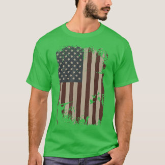 Camiseta Pato Caçando Bandeira Americana Vintage Hunter Duc