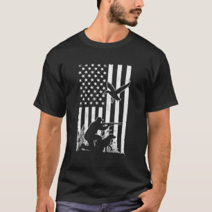 Camiseta Pato Caçando Bandeira Dos Eua - Caça De Gansos De