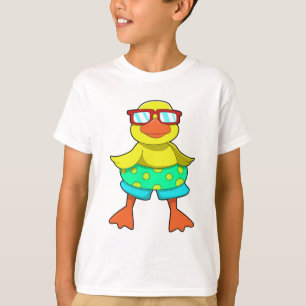 Camiseta Pato com anel de Natação e óculos de sol
