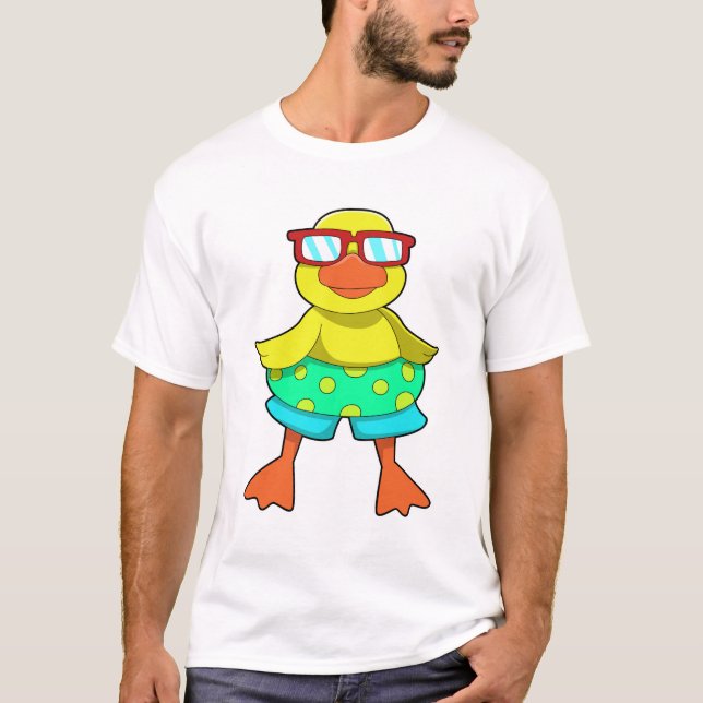 Camiseta Pato com anel de Natação e óculos de sol (Frente)