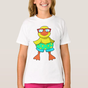 Camiseta Pato com anel de Natação e óculos de sol