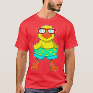 Camiseta Pato com anel de Natação Óculos de sol