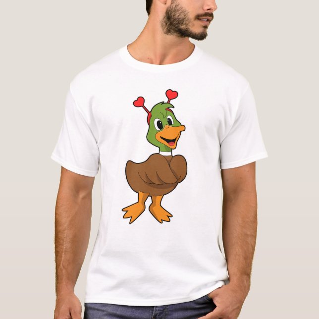 Camiseta Pato com banda de ouvido do coração (Frente)