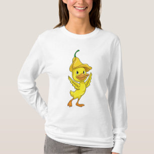 Camiseta Pato com boné amarelo na barriga
