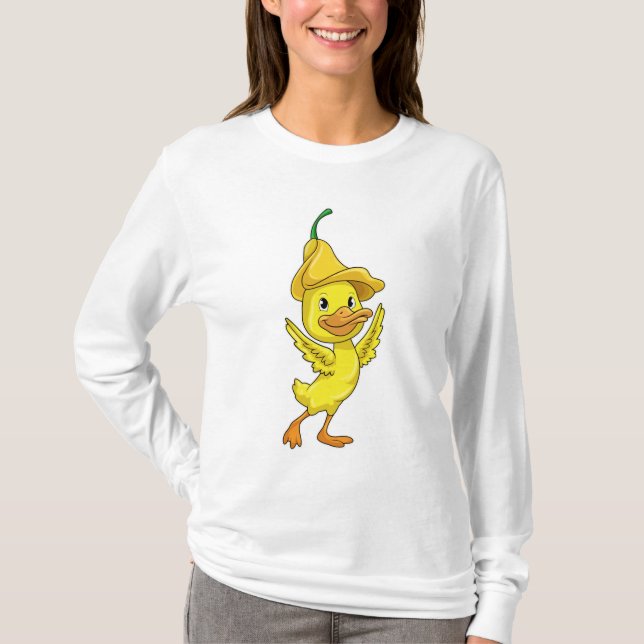Camiseta Pato com boné amarelo na barriga (Frente)