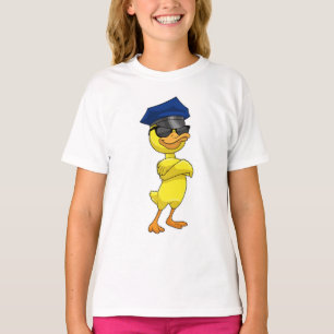 Camiseta Pato como agente da polícia com boné da polícia