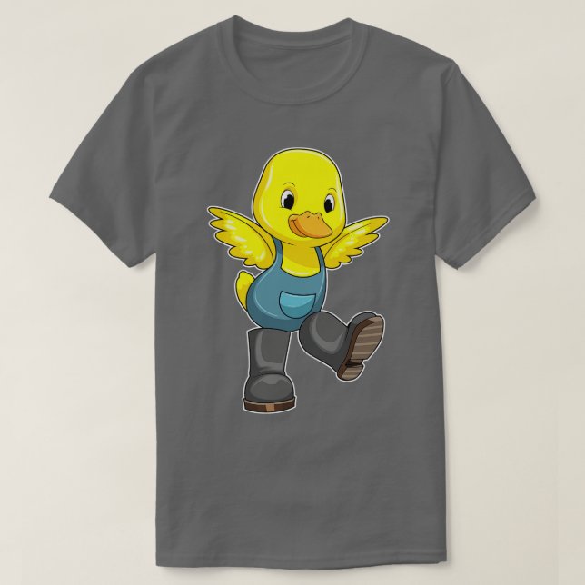 Camiseta Pato como agricultor com botas (Frente do Design)