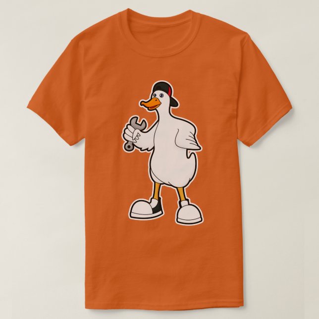 Camiseta Pato como artesão com Boné de ferramenta (Frente do Design)