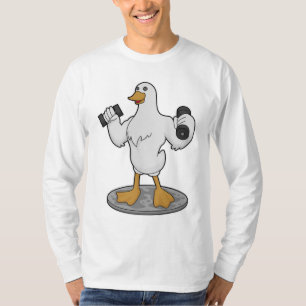 Camiseta Pato como Bodybuilder com Dumbbells