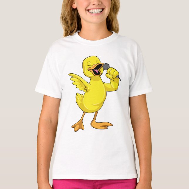 Camiseta Pato como Cantor com Microfone (Frente)