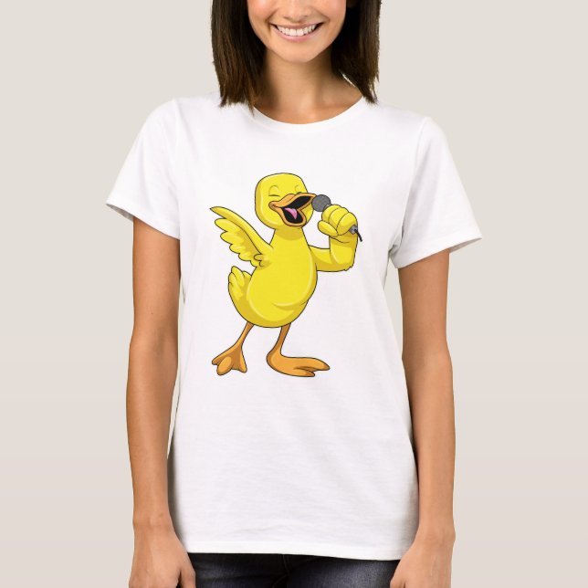Camiseta Pato como Cantor com Microfone (Frente)