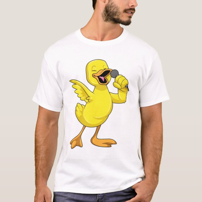 Camiseta Pato como Cantor com Microfone (Frente)
