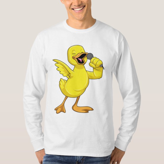 Camiseta Pato como Cantor com Microfone (Frente)