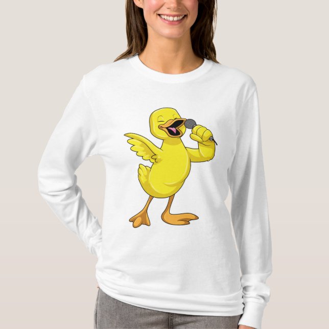 Camiseta Pato como Cantor com Microfone (Frente)