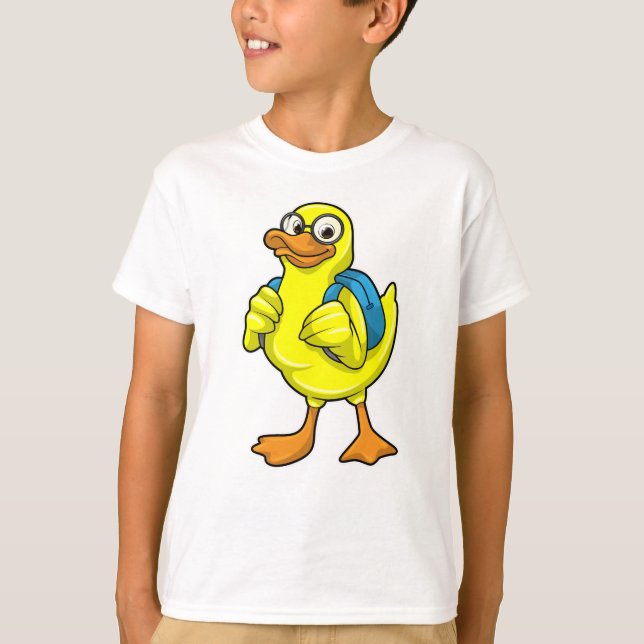 Camiseta Pato como estudante com mochila (Frente)