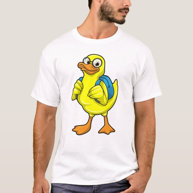 Camiseta Pato como estudante com mochila (Frente)