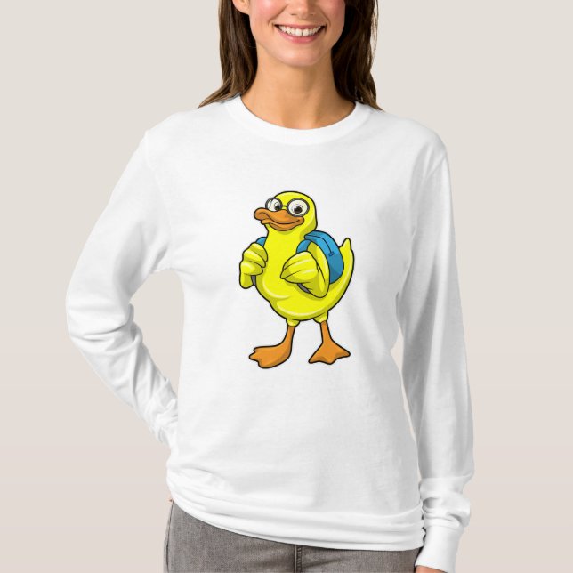 Camiseta Pato como estudante com mochila (Frente)