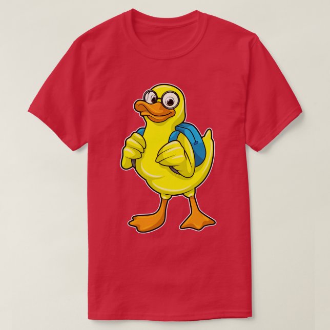 Camiseta Pato como estudante com mochila (Frente do Design)