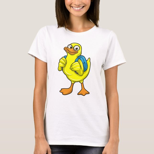Camiseta Pato como estudante com mochila (Frente)